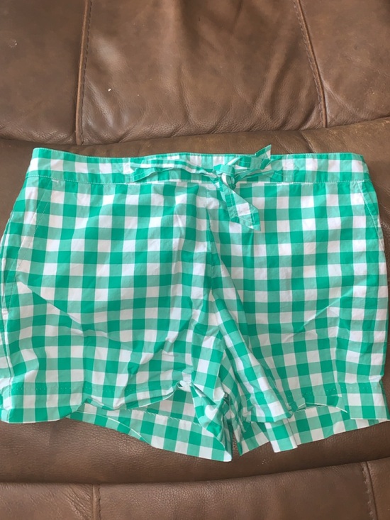 Draper James Pants - Draper James Green and White Gingham Drawstring Shorts